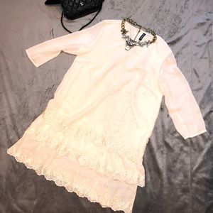 h&m peachy/pinky tiered dress 3/4 sleeves! pretty!